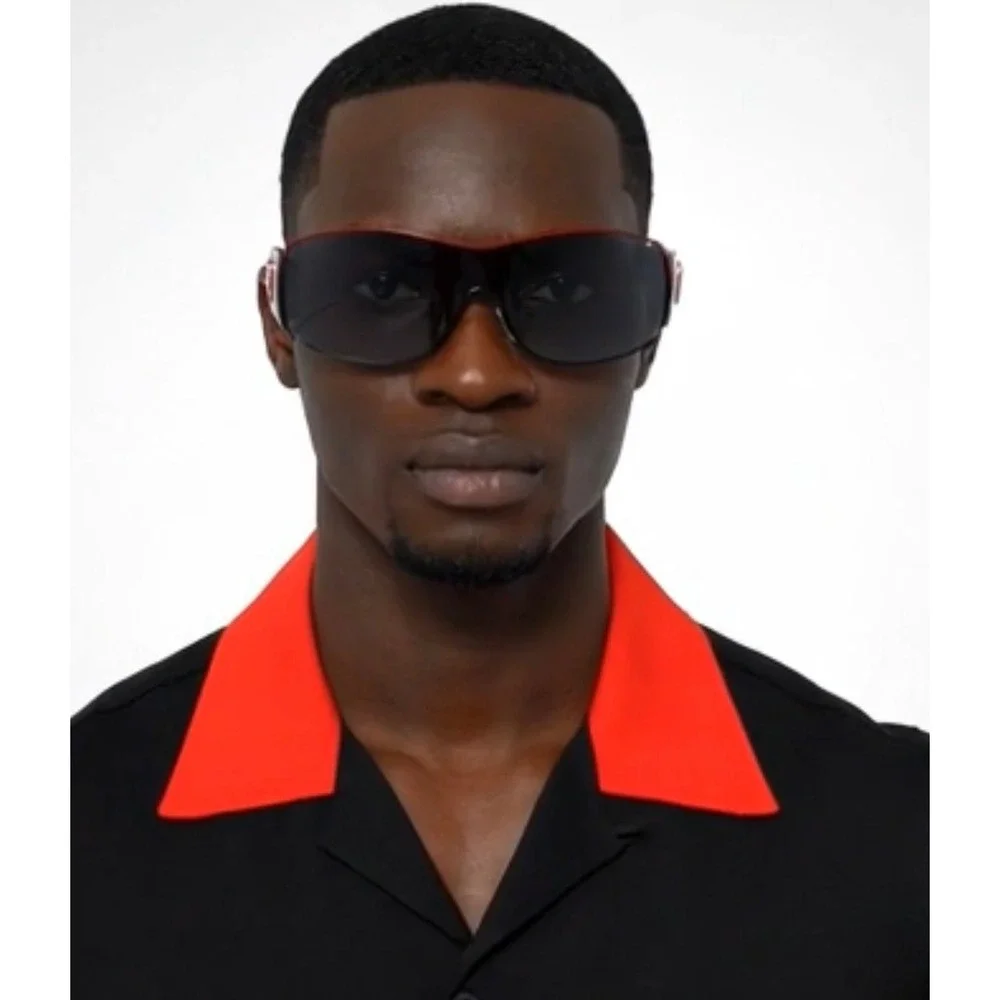 Designer Shield Sunglasses  Black Lens Red Sport Fashion Outdoor Driving‎ Lentes